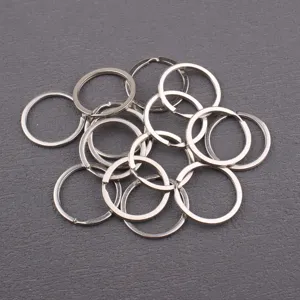 Anillas de llaves planas de metal doble capa lisas para accesorios de llavero auto
