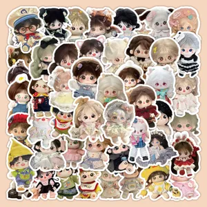 Detailed view of cute cotton doll waterproof stickers, perfect for journal and phone decoration.