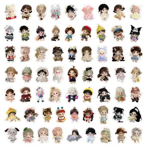 Cute cotton doll waterproof stickers, cartoon plush doll decals for laptop phone diary 60pcs