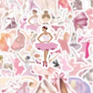 Pegatinas impermeables de bailarina de ballet rosa para cuaderno portátil decoración