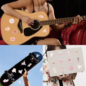 Pegatinas de bailarina de ballet rosa impermeables de vinilo para portátil skateboard guitarra