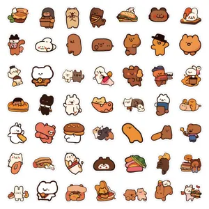Cute cartoon brown bear waterproof decorative stickers for phone case and notebook 100pcs