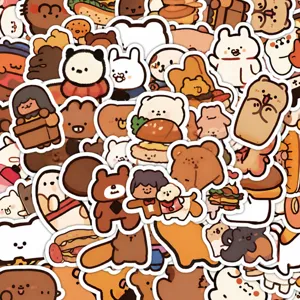 100pcs cute cartoon bear stickers aesthetic decorative waterproof decals for phone case laptop.