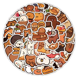 100pcs cute original brown bear decorative stickers set for phone case laptop luggage journal