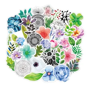 50pcs waterproof plant flower stickers assorted botanical decals for laptop water bottle
