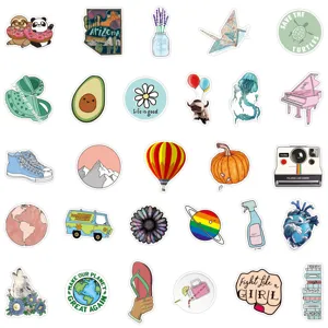 Waterproof aesthetic cartoon stickers pack for laptop, phone case, luggage and water bottle.