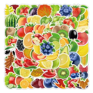 Colorful fruit stickers waterproof vinyl sticker pack for laptops, water bottles, and helmets.