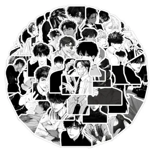 Pegatinas Impermeables De Chicos Guapos Anime En Blanco y Negro Calcomanía De Vinilo Estética Para Laptop Teléfono Botella De Agua Equipaje