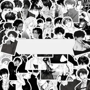 60 Pcs Pegatinas Impermeables de Anime en Blanco y Negro para Portátil y Botella