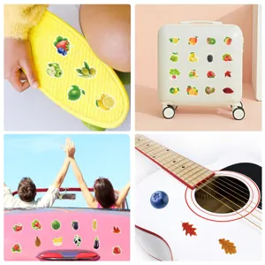 Detailed view of 100pcs fresh fruit waterproof graffiti stickers for laptops, helmets and luggage.