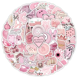 100pcs pink cute cartoon aesthetic stickers waterproof decals for phone case laptop