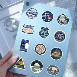 Blue vintage decorative stickers for laptop phone tablet water bottle waterproof decals