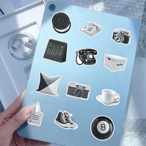 Pegatinas decorativas de estilo ins en blanco y negro para ordenador portátil tablet