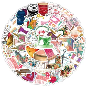 Naai-thema Waterdichte Stickers Ambacht Naaimachine Schaar Decals Voor Laptop Bagage Gitaar DIY Decoratie