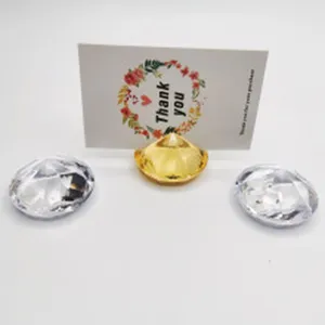 Portatarjetas de Lugar de Diamante de Cristal Acrílico Champán Oro Rosa Soporte de Número de Mesa Clip de Mensaje de Escritorio Decoración de Boda