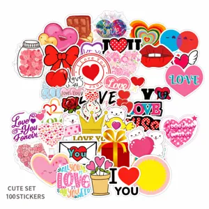 Adesivi Graffiti Cuore d'Amore di San Valentino Lettere Inglesi Artistiche Quaderno Telefono Decalcomanie Decorative Impermeabili