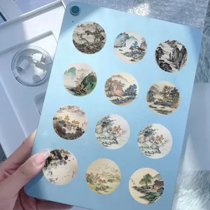 Traditional Chinese landscape painting decorative waterproof stickers for tablet and laptop.