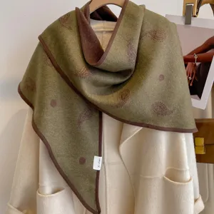 Retro paisley polka dot double-sided triangular shawl, stylish color-blocked women fall scarf.