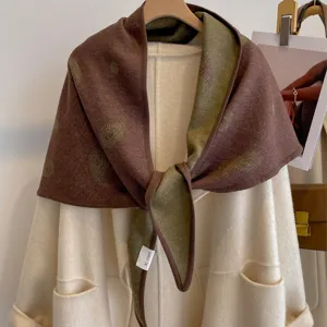 Women's vintage paisley color-blocking double-sided triangular shawl autumn fashion versatile cape