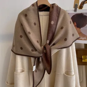 Women's autumn winter vintage polka dot jacquard triangle shawl thick warm outer wear.