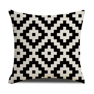 Modern minimalist black and white geometric print throw pillow cover for home sofa decor
