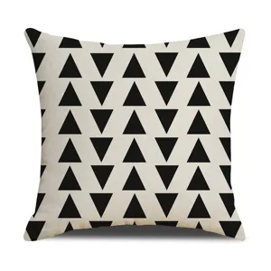 Minimalist black and white geometric triangle throw pillow cover for modern home sofa decor.