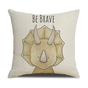Housse de coussin en lin imprimé dinosaure mignon, canapé moderne décoratif taie d'oreiller.