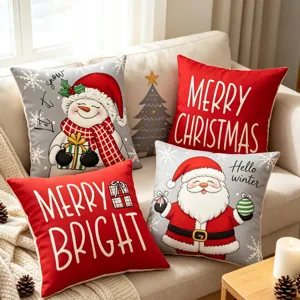 Christmas throw pillow covers festive holiday cushion case sofa living room decor set