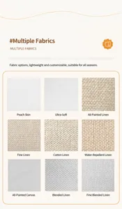 Fabric options detail for modern minimalist linen pillowcases, multiple material choices.