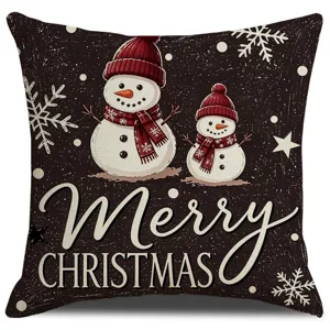 Christmas snowman cushion cover vintage holiday decorative pillowcase for sofa living room