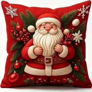 Christmas throw pillow cover red holiday home sofa decor cushion cover festive design detail view