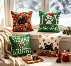 Christmas cat decorative throw pillow covers festive winter holiday cushion case set