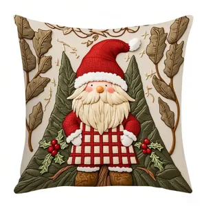 Christmas gnome decorative pillow cover cute holiday cushion cover soft linen throw pillowcase