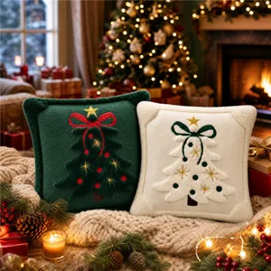 Set copricuscino natalizio cuscino decorativo per divano con albero ricamato festivo