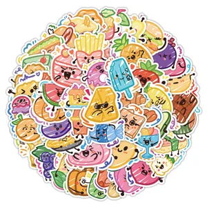 Cute cartoon food stickers 60pcs waterproof decal for phone case water bottle guitar laptop
