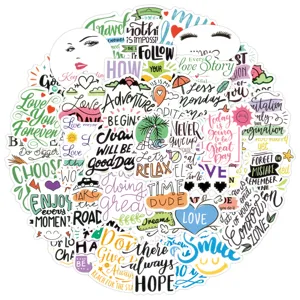Waterproof English inspirational graffiti sticker pack for laptop skateboard luggage case.