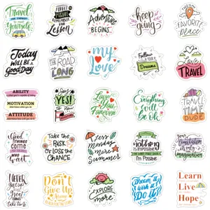 50pcs waterproof motivational English quote stickers for laptop luggage skateboard cups