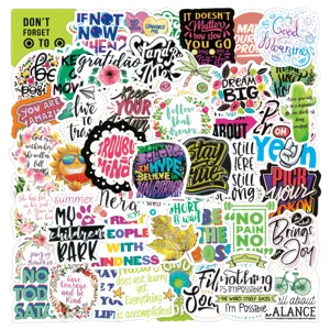 50pcs waterproof motivational English quote sticker set for luggage skateboard laptop