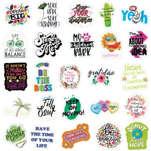 50pcs waterproof inspirational quote stickers vinyl motivational decal for laptop luggage skateboard