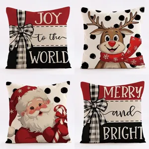 Christmas throw pillow cover linen print living room sofa decorative cushion for holiday decor