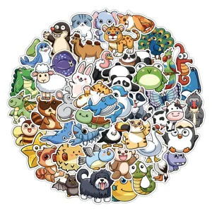 Cute cartoon animal stickers pack, waterproof vinyl decals for laptop, phone case and luggage.