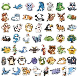 Cute cartoon animal sticker sheet details, colorful waterproof vinyl decals for phone and laptop.
