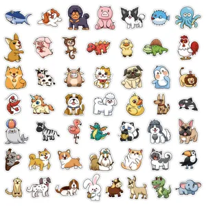 Cute cartoon animal stickers pack for phone case notebook waterproof laptop decor set.
