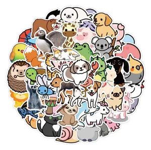 Cute cartoon animal stickers pack for phone case laptop luggage waterproof decal stationery items.