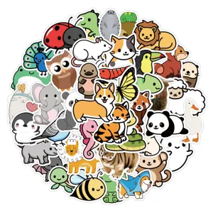 Cute cartoon animal stickers pack, waterproof vinyl decals for phone case and laptop.