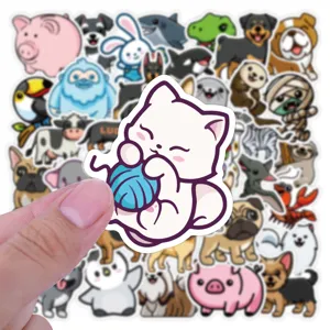 Cute cartoon animal stickers detail shot, waterproof vinyl decals for phone case and laptop.