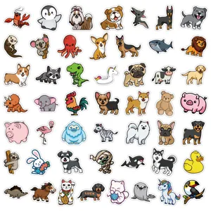 Cute cartoon animal stickers set for phone case luggage laptop diary decoration, waterproof vinyl.