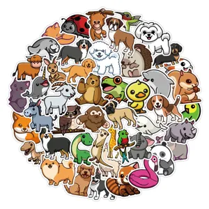 Cute cartoon animal stickers waterproof vinyl decal pack for luggage laptop phone case decor.