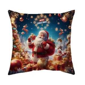 Vintage Christmas Santa Claus pillow cover festive sofa decorative cushion holiday home decor