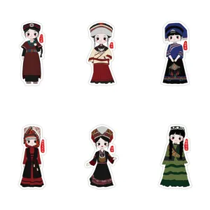 56 ethnic minority cartoon stickers waterproof vinyl decal for laptop luggage phone case 60pcs